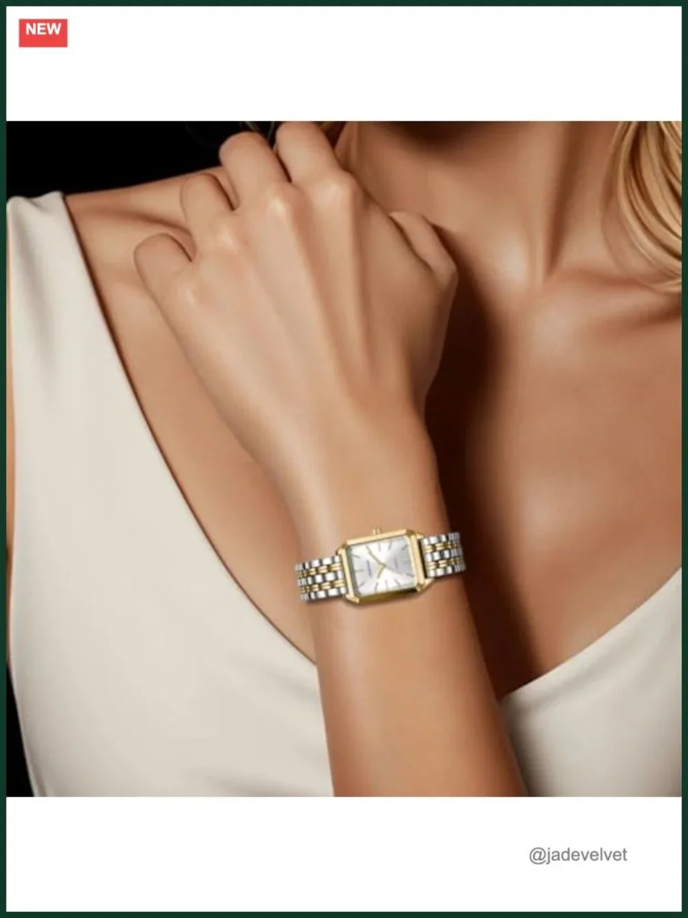Retro Rectangular Case Stainless Steel Band Japanese Quartz Women's Watch